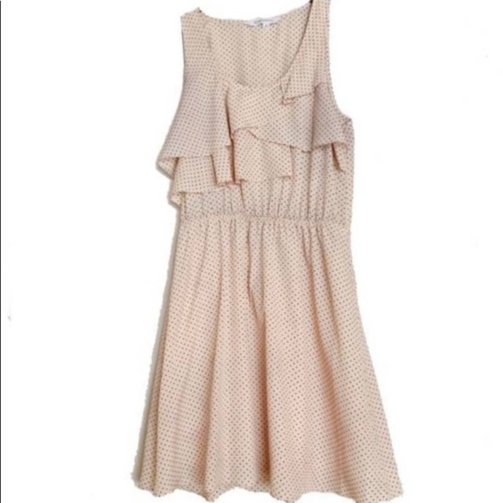 BCBGeneration Cream Triangle Ruffle Bodice Dress